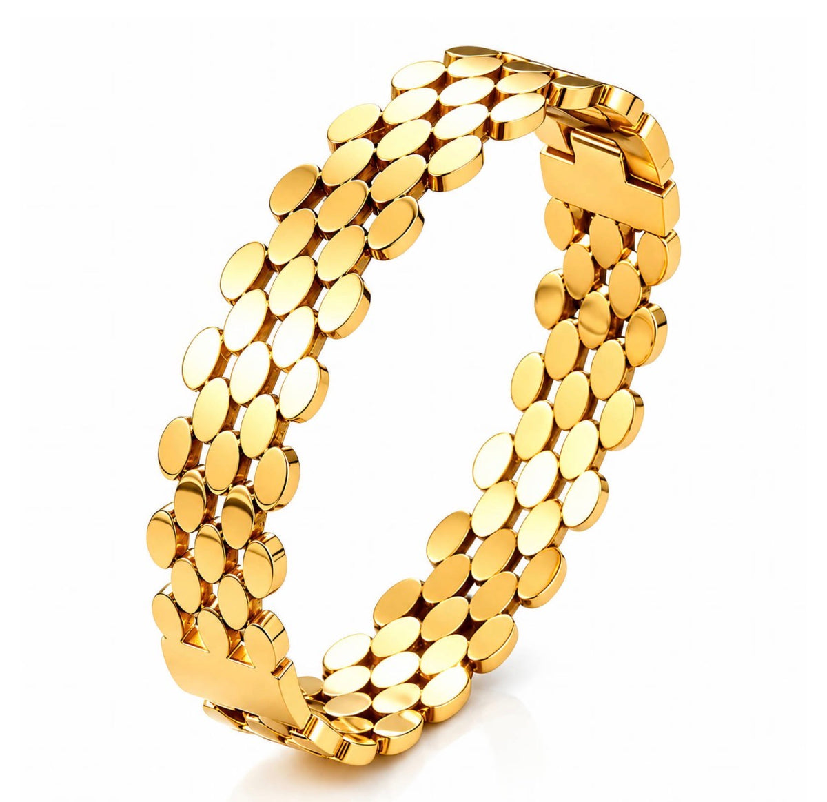Pavement of Gold Bracelet | 18k Triple Gold Plated | Stainless Steel Center