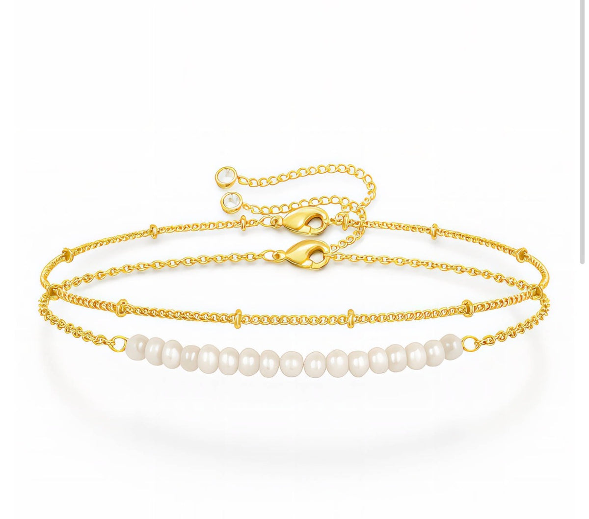 Bed of Pearls Bracelet| 18k Triple Gold Plated | Stainless Steel Center | Freshwater Pearls