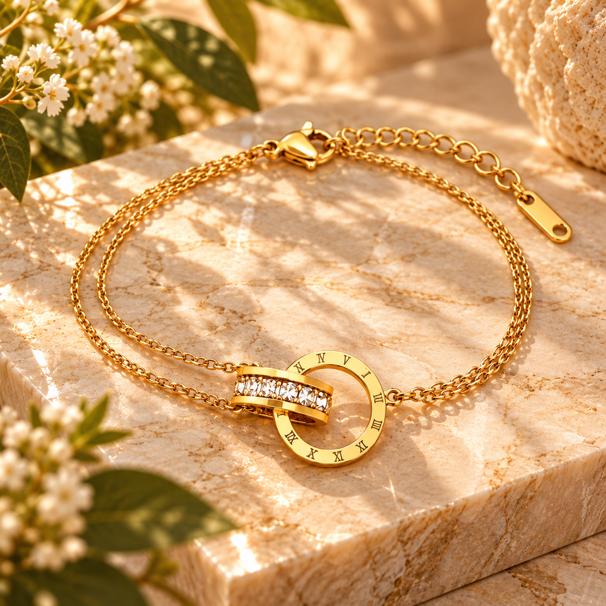 Eternal Promise Bracelet | 18k Triple Gold Plated | Stainless Steel Center