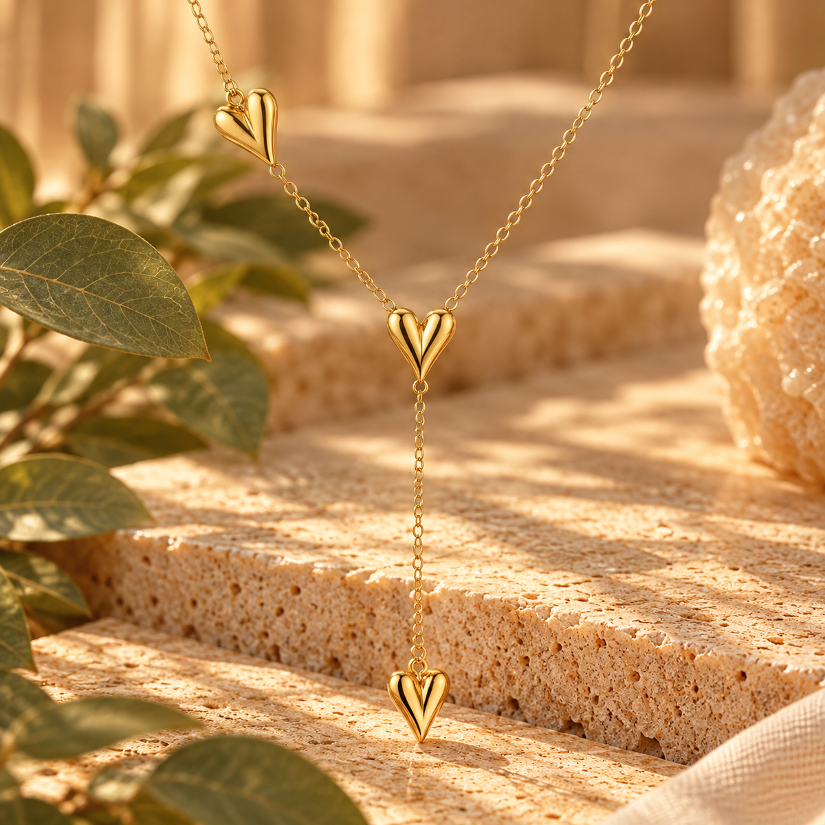3 in 1 Heart Necklace | 18k Triple Gold Plated | Stainless Steel Center