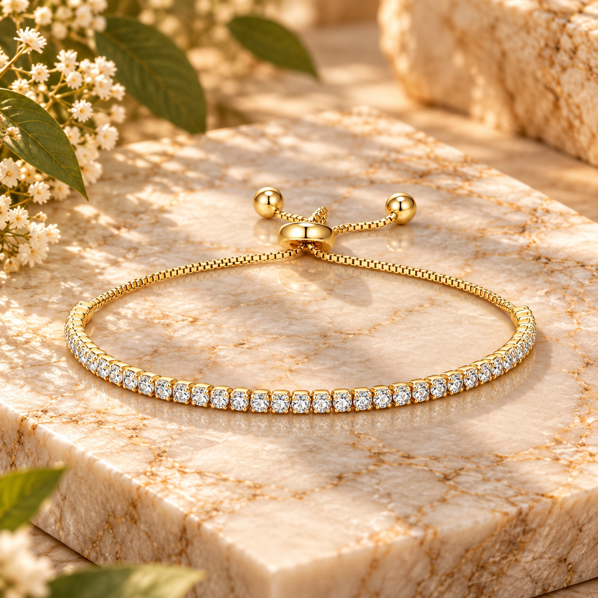 Tennis Bracelet | 18k Gold | Triple plated | Brass center| Hypoallergenic
