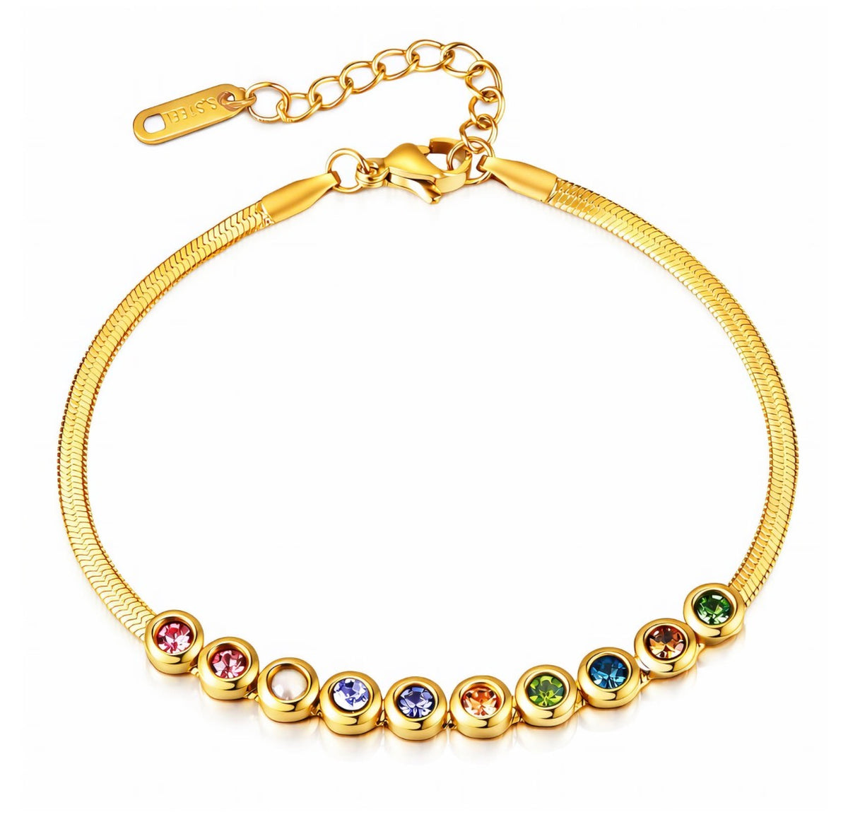 Bracelet of many colors | 18k Triple Gold Plated | Stainless Steel Center
