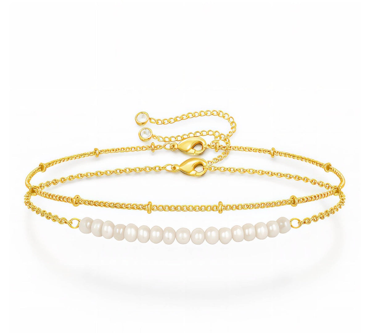Pearls of wisdom bracelet | 18k Triple Gold Plated | Stainless Steel Center | Fresh water Pearls
