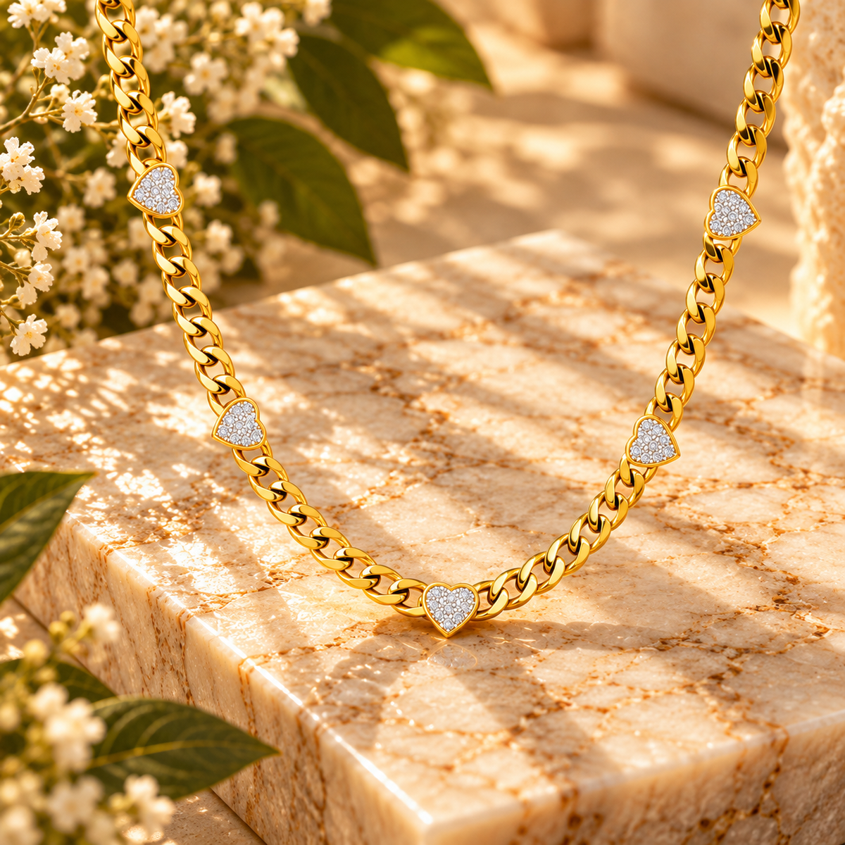 Unbreakable Heart Necklace | 18k Triple Gold Plated | Stainless Steel Center
