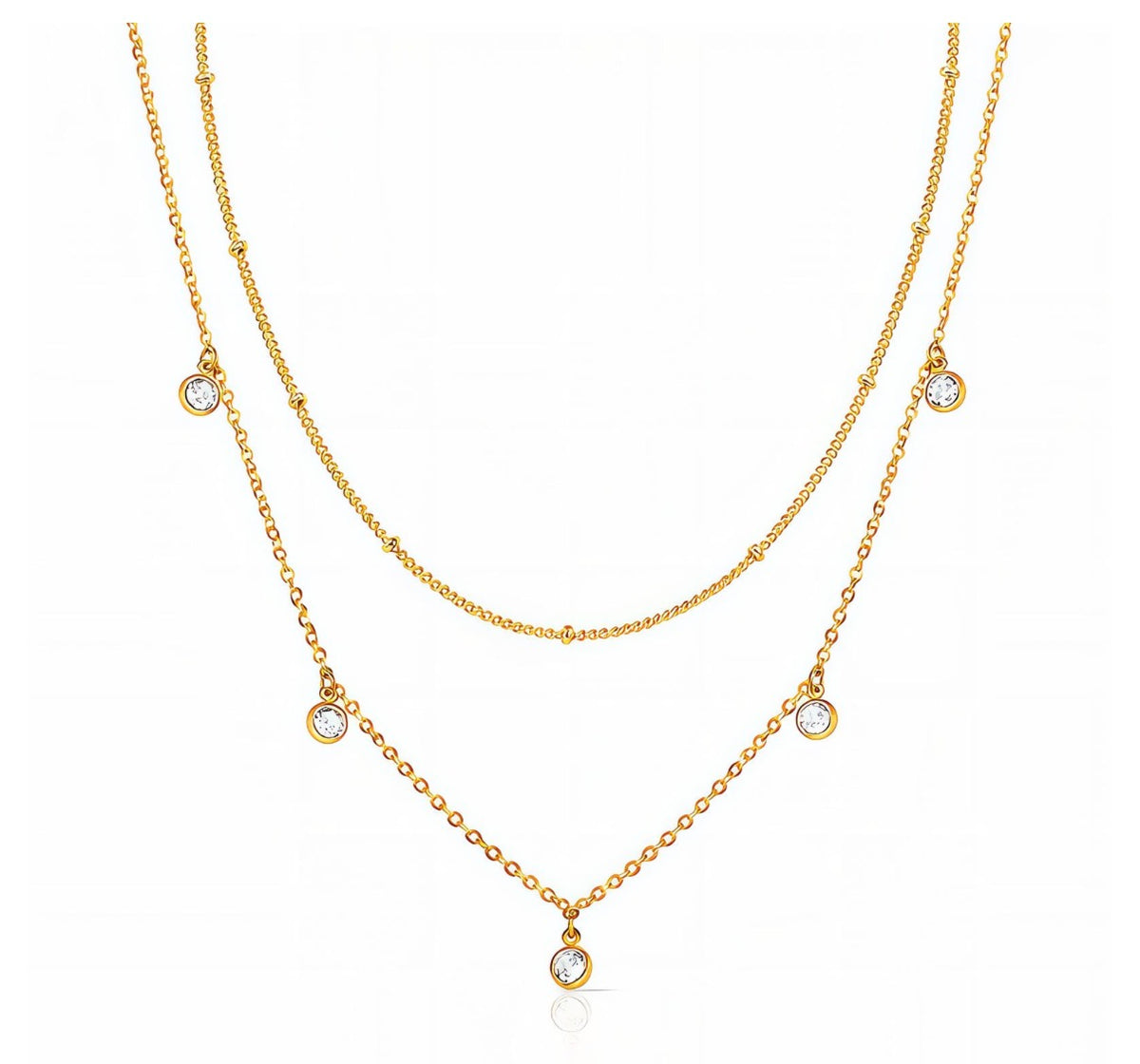 Grace necklace | 18k Triple Gold Plated | Stainless Steel Center | Hypoallergenic | Double stacked necklace