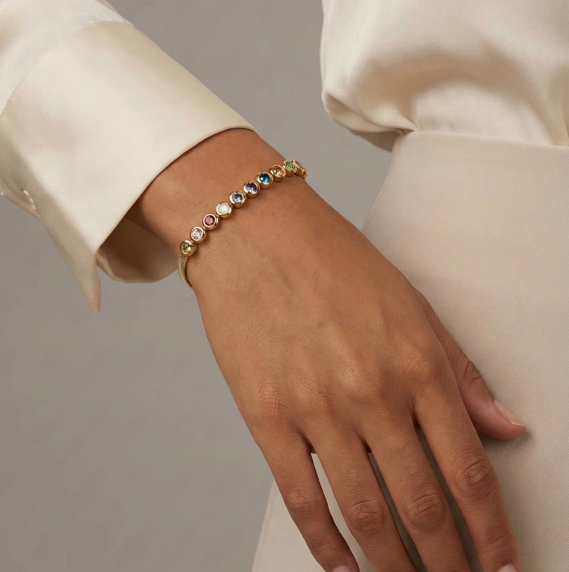 Bracelet of many colors | 18k Triple Gold Plated | Stainless Steel Center
