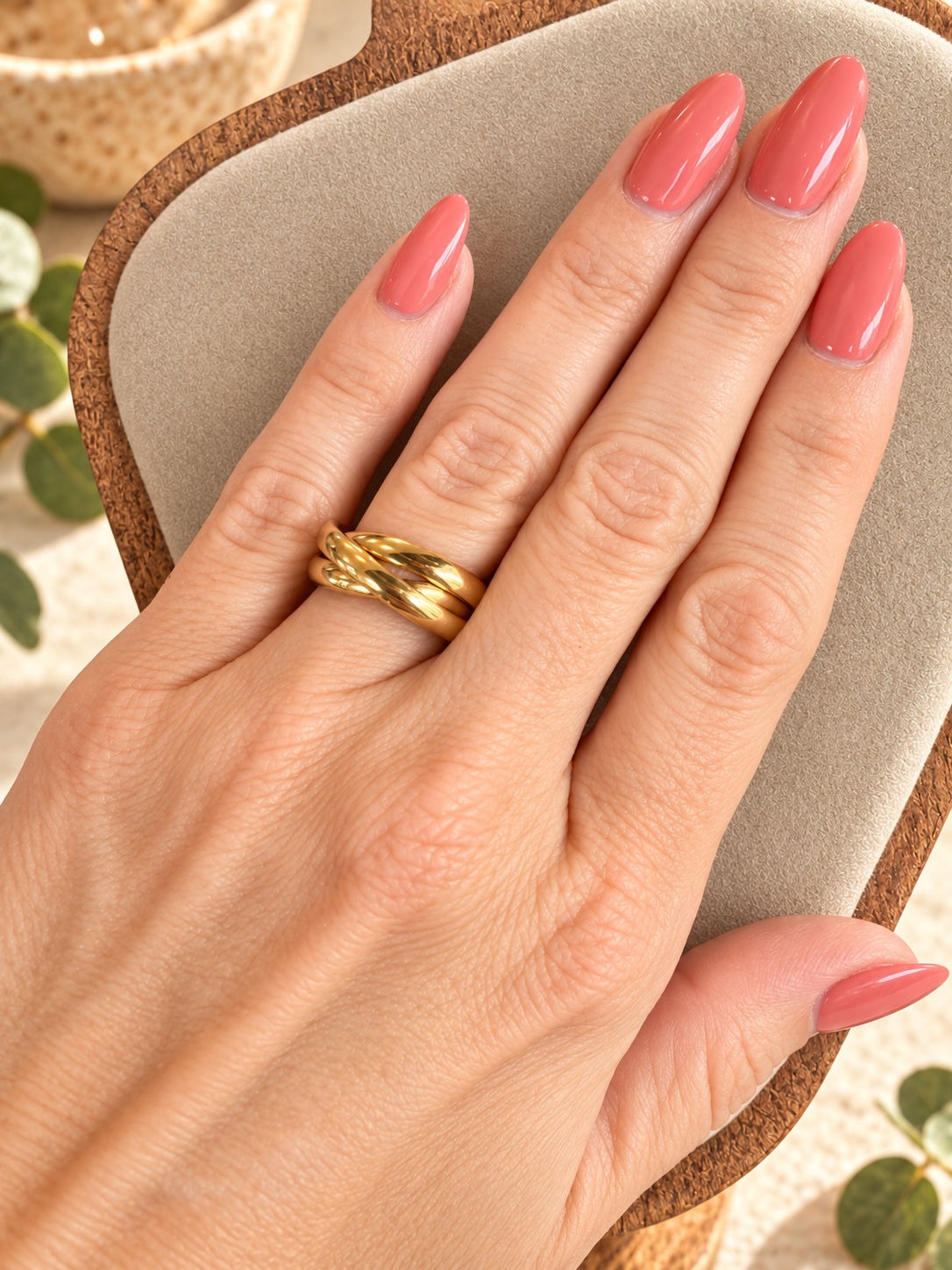 3 Fold Cord | Size 6 | 18k Triple Gold Plated | Stainless Steel Center