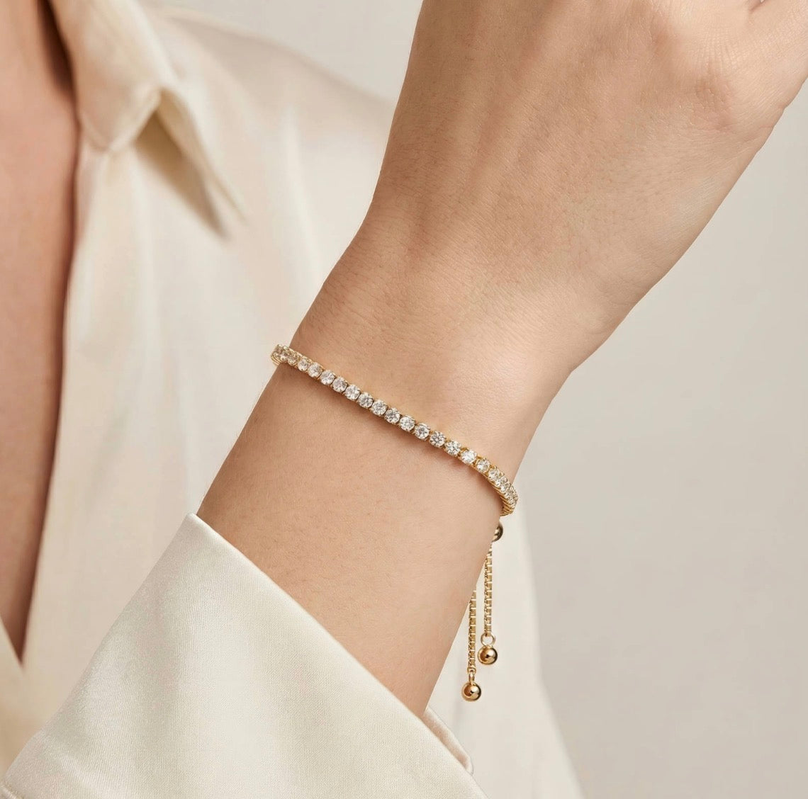 Tennis Bracelet | 18k Gold | Triple plated | Brass center| Hypoallergenic