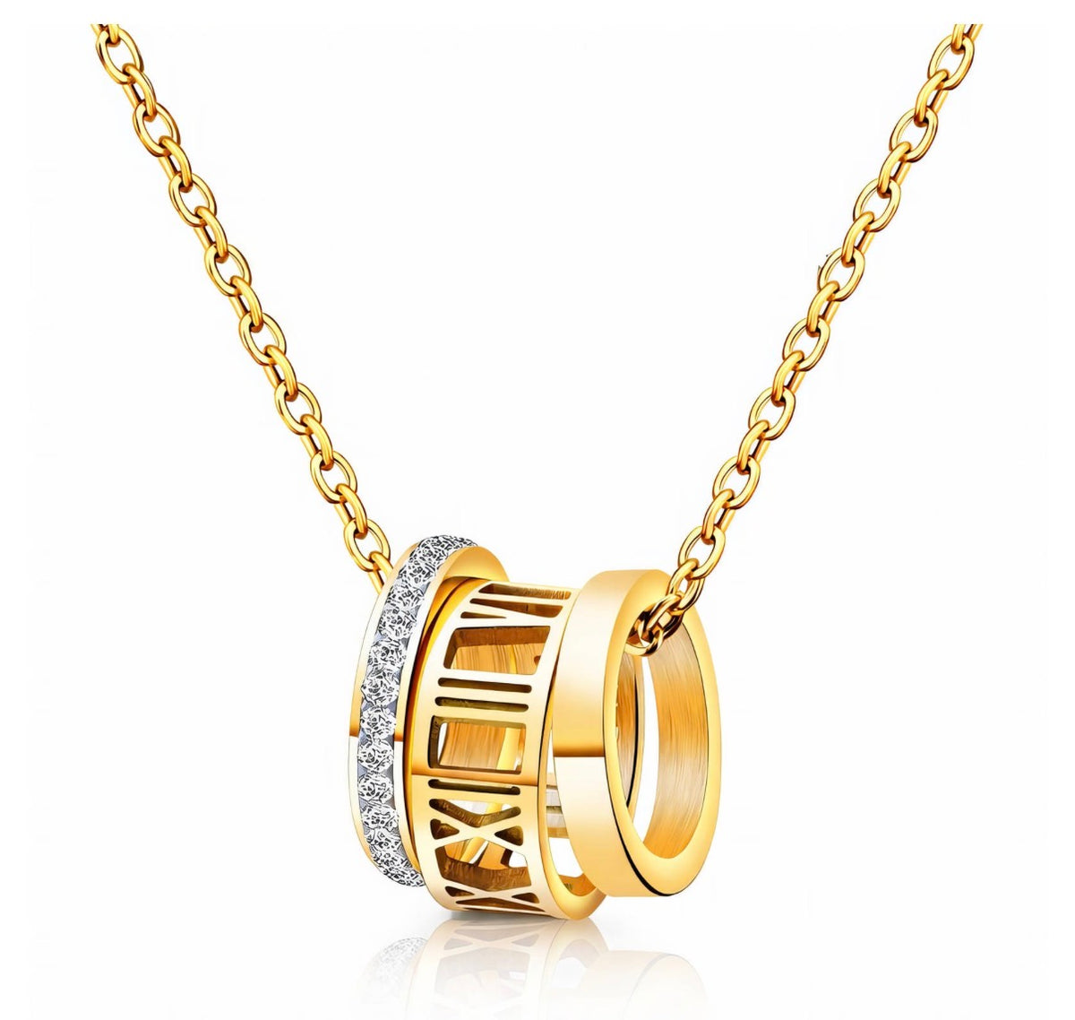 Eternal Promise Necklace | 18k Triple Gold Plated | Stainless Steel Center
