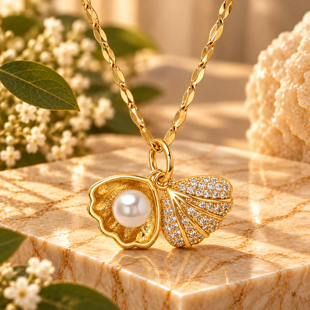 Pearl of Great Price Necklace | 18k Triple Gold Plated | Stainless Steel Center| Freshwater Pearl