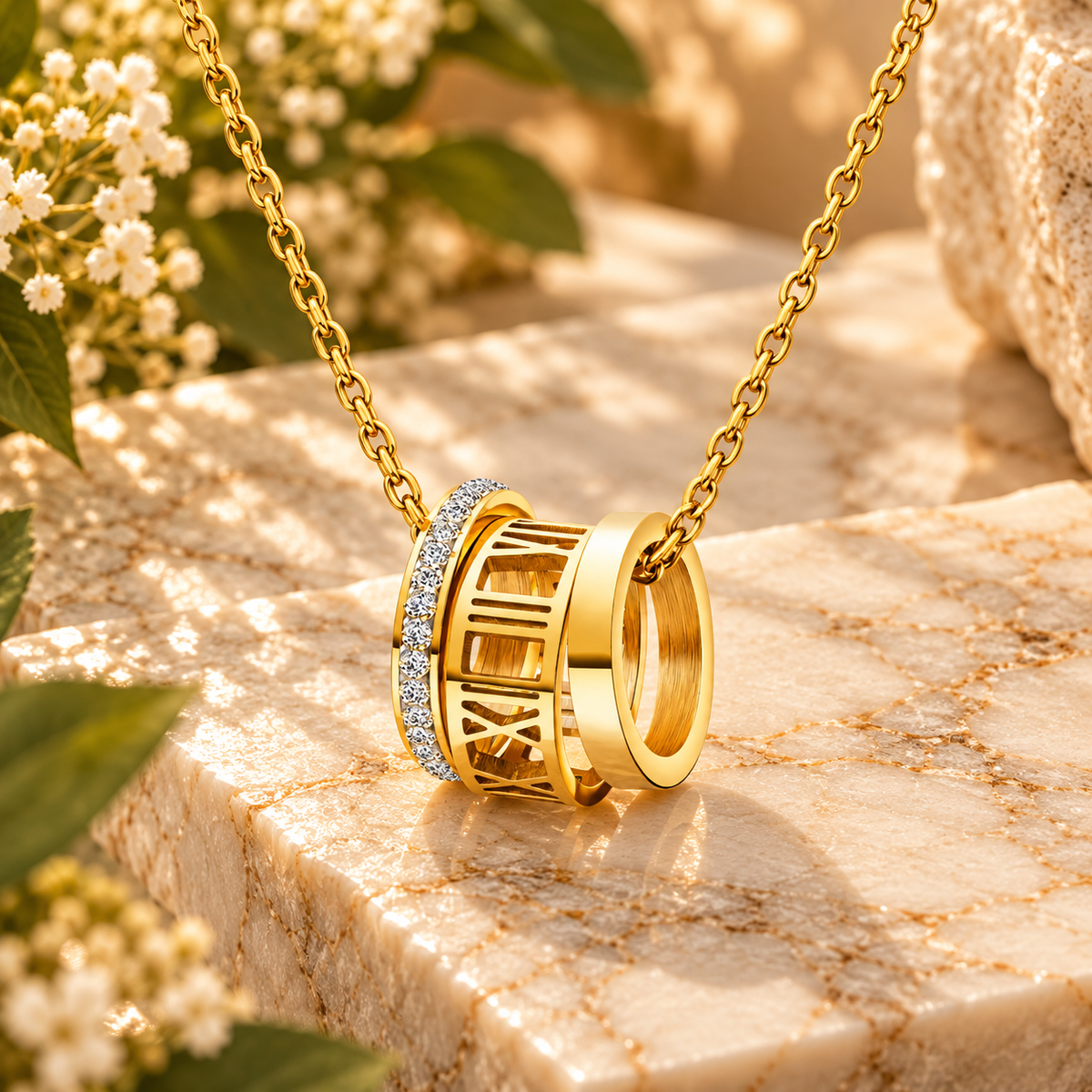 Eternal Promise Necklace | 18k Triple Gold Plated | Stainless Steel Center