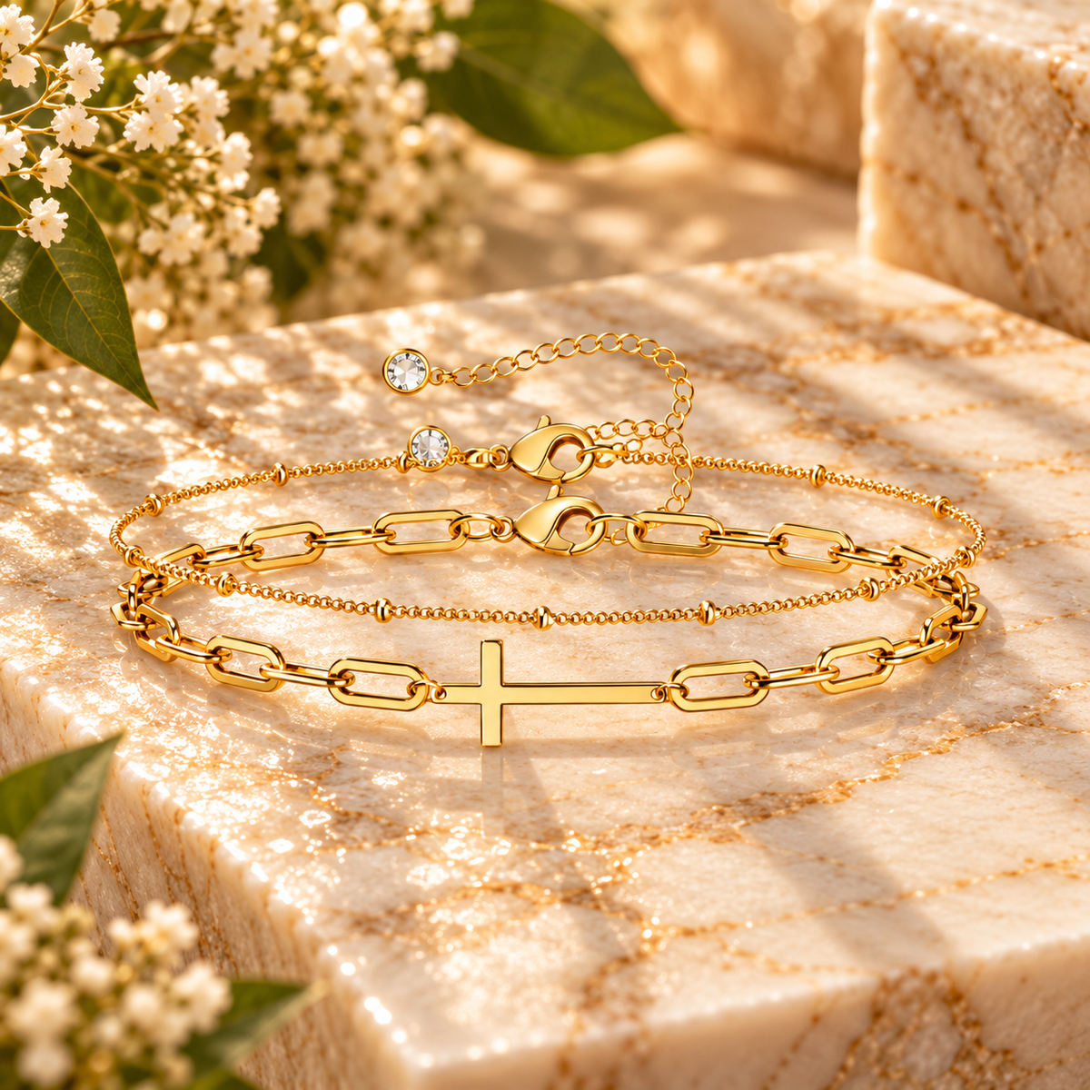 Cross bracelet | 18k Triple Gold Plated |