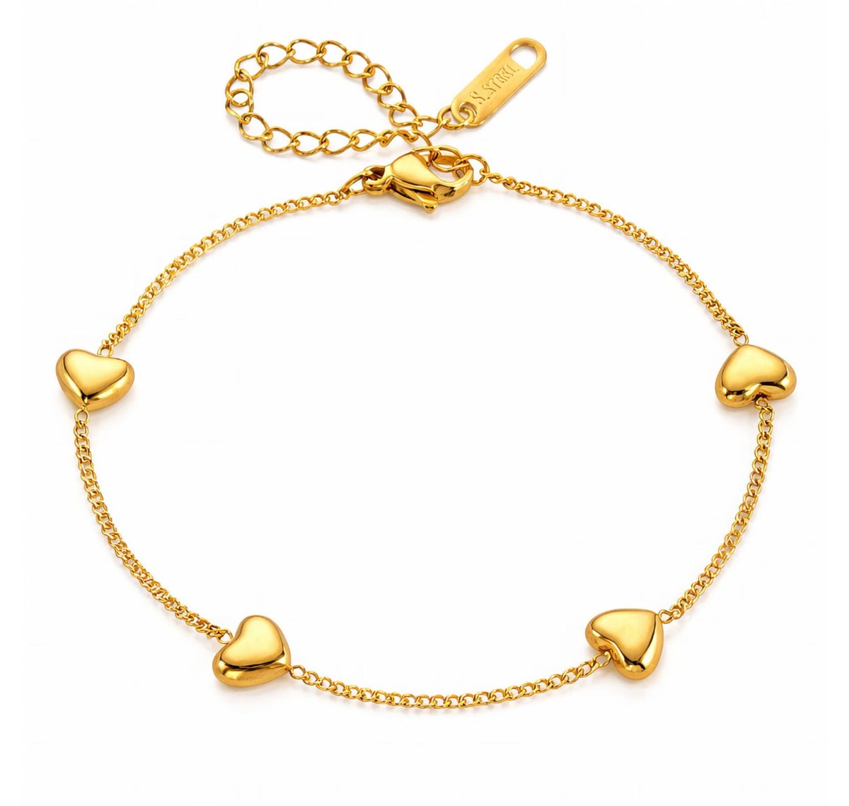 4 Corners Heart Bracelet | 18k Triple Gold Plated | Stainless Steel Center